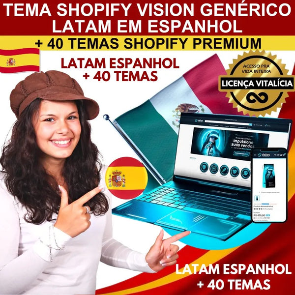 Tema Shopify Vision Genérico Latam Em Espanhol + 40 Temas