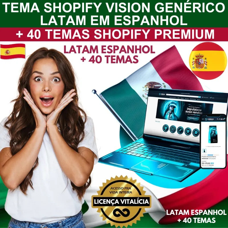 Tema Shopify Vision Genérico Latam Em Espanhol + 40 Temas