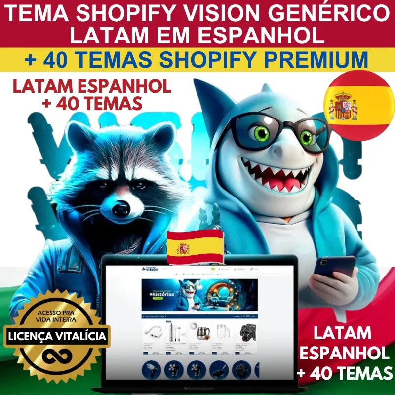 Tema Shopify Vision Genérico Latam Em Espanhol + 40 Temas