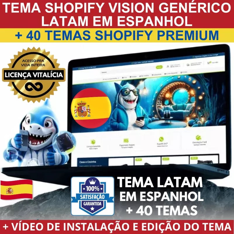 Tema Shopify Vision Genérico Latam Em Espanhol + 40 Temas