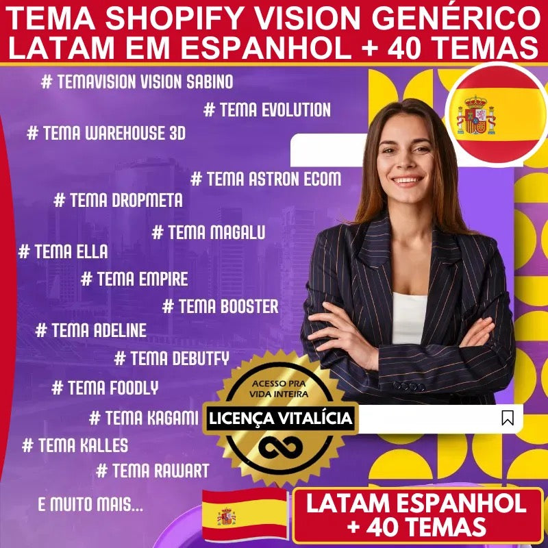 Tema Shopify Vision Genérico Latam Em Espanhol + 40 Temas