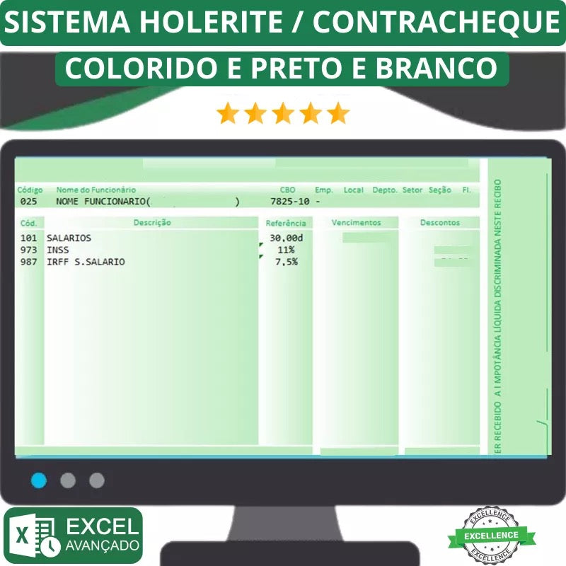 Super Pack: Sistema de Holerite Excel + Dashboards + Modelos Word.