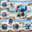 Kit Artes Sublimação Canecas Stitch + De 500 Estampas 2d 3d