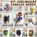 Pack Sublimação Canecas Heróis + 100.000 Artes Para Canecas