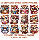 Pack Artes Corujas Sublimação De Canecas + 12 Clip-arts