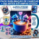 Kit Artes Sublimação Canecas Stitch + De 500 Estampas 2d 3d