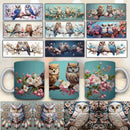 Pack Artes Corujas Sublimação De Canecas + 12 Clip-arts