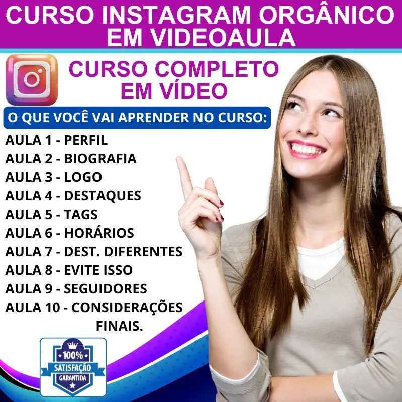 Curso Em Videoaula Instagram Orgânico + PLR com Direito de Revenda