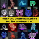 Pack + 250 Vetores luz Acrílico Led 3D Corte Laser CNC