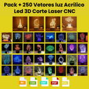 Pack + 250 Vetores luz Acrílico Led 3D Corte Laser CNC